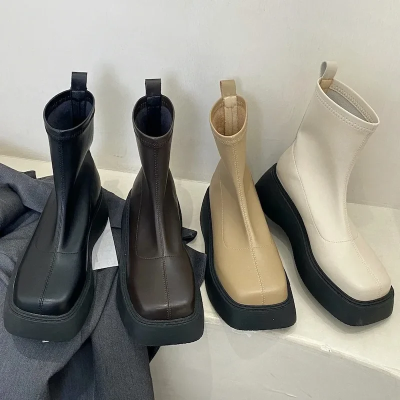 

Boots for Women Fashion Zippers Street Style Short Booties Thick Bottom Women's Ankle Booties