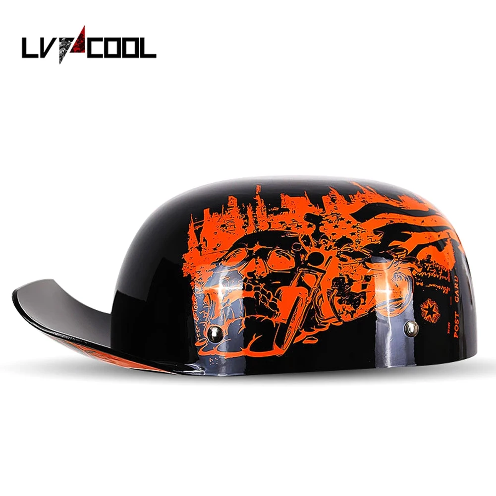 

LVCOOL 2023 Baseball Cap Helmet Motorcycle Helmets Summer Open Face Scooter for Cruiser Chopper Gangster Men Women J Type-XXL