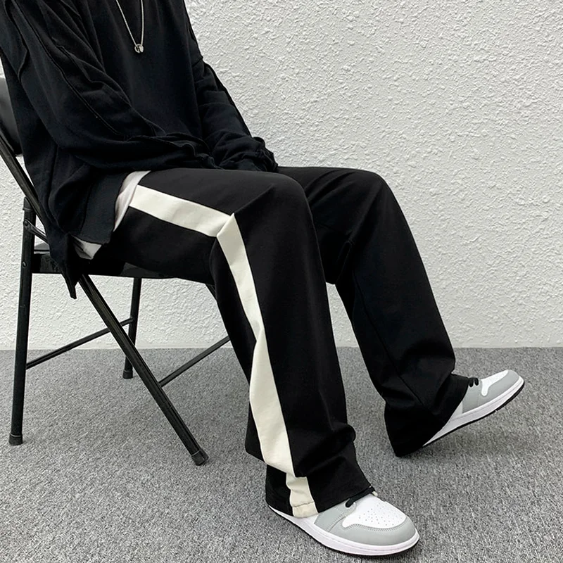 Pants Men Joggers Side Striped Autumn Trendy High Street Loose All-match Ins Leisure Trousers Clothing Gothic Retro Korean Style