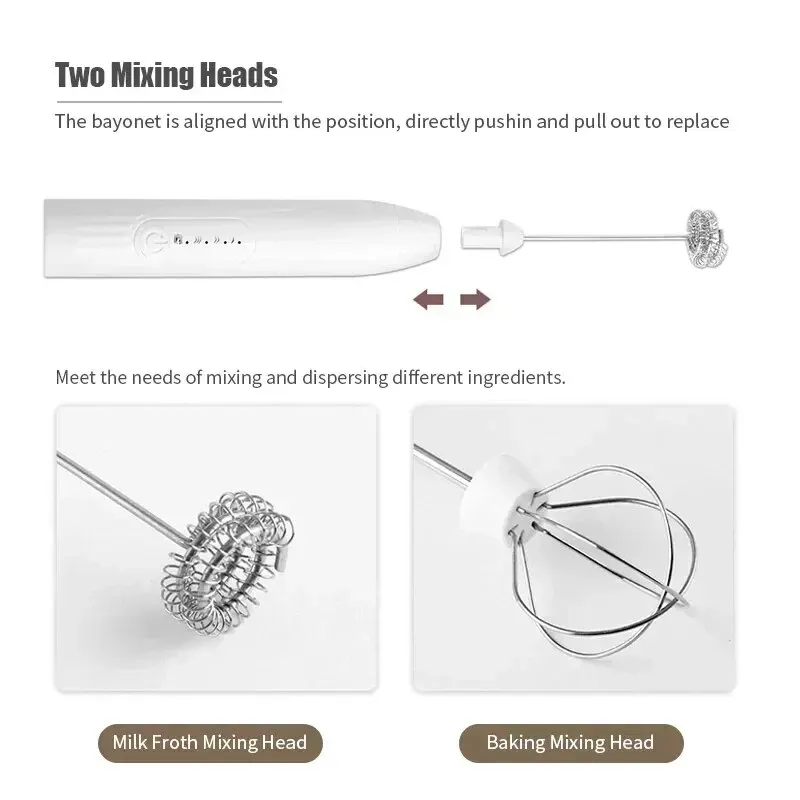 2 in 1 USB Rechargeable Electric Egg Beater Mini Blender Whiskey Coffee Mixer Gadgets For Home Double Head Milk Baking Mixer Bar egg beater food mixer electric whisk handheld electric whisk electric blender