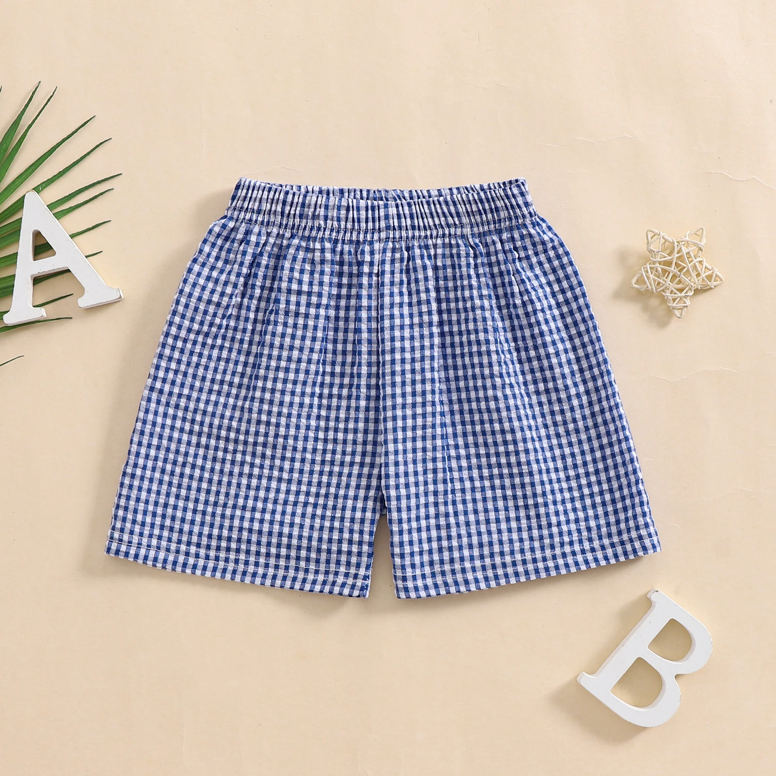 FOCUSNORM 0-4Y Little Kids Girls Boys Summer Shorts 5 Colors Plaid Print Casual Elastic Short Pants for Newborn