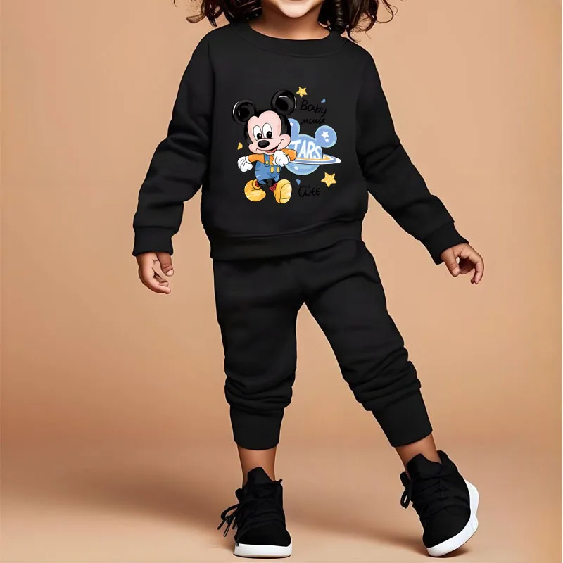 الخريف ديزني الفتيان والفتيات هوديس مجموعات ميكي مطبوعة الأطفال البلوز والسراويل الطويلة قطعتين الاطفال عارضة Sweatsuit