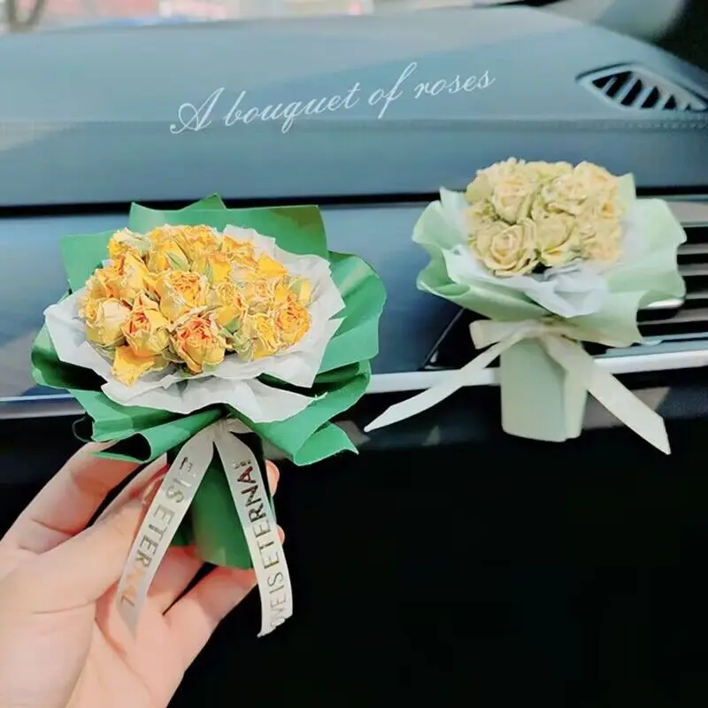 

Car Aromatherapy Air Vent Perfume Creative Rose Dried Flowers Bouquet Decorative Car Air Conditioning Fragrance Clip Ornament