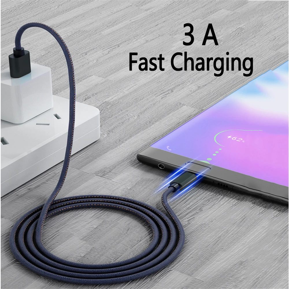 USB A To Type C Denim Data Cable Suitable For Android Samsung
