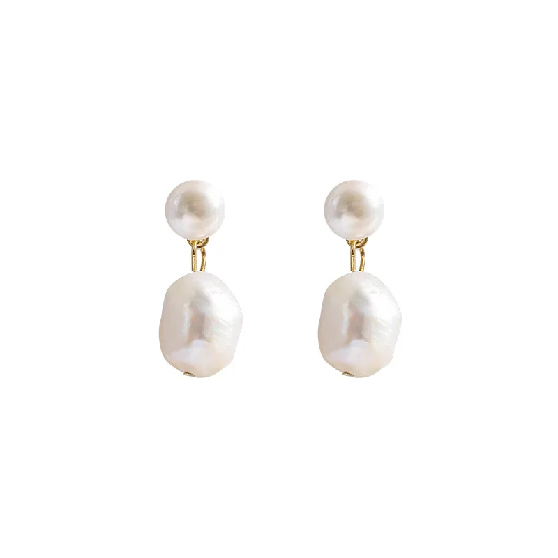Minar Delicate Irregular Freshwater Pearl Earring for Women Gold Color Metal Hanging Drop Earrings Statement French Jewelry 2022 - Image 6