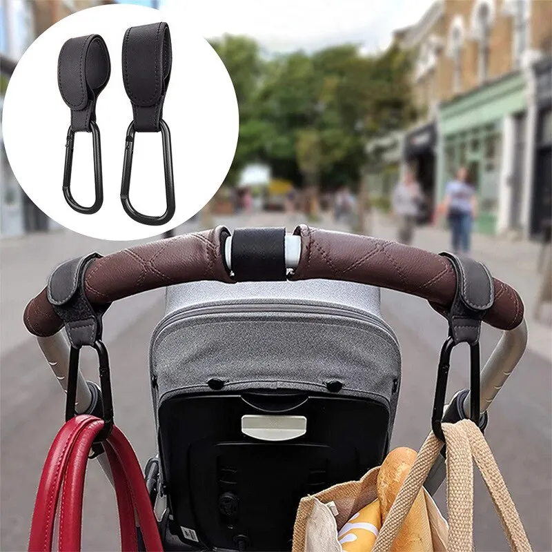 1PCS Stroller Hooks Can Rotate 360 Degrees Leather Hooks Free Both Hands Stroller Accessories