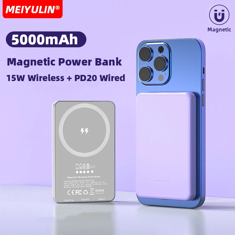 

Портативный внешний аккумулятор, 5000 мАч, 15 Вт, USB Type-C