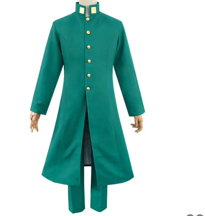 

Anime Kakyoin Tenmei Cosplay Costume Kakyouin Noriaki Mens Womens School Uniform Long Green Coat Pants Suit Halloween Outfit