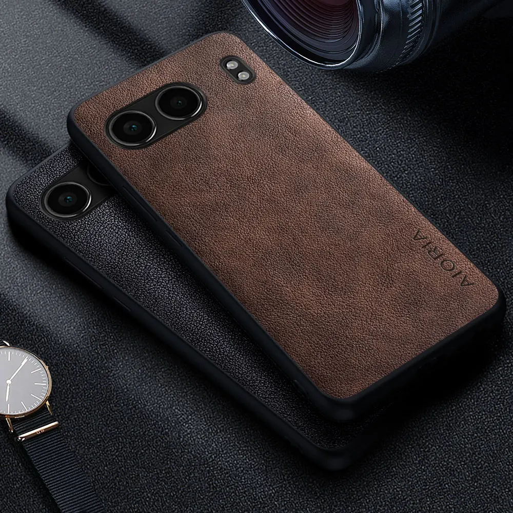 Premium Luxury Leather Phone Case - Retro Business Style Solid Color Cover