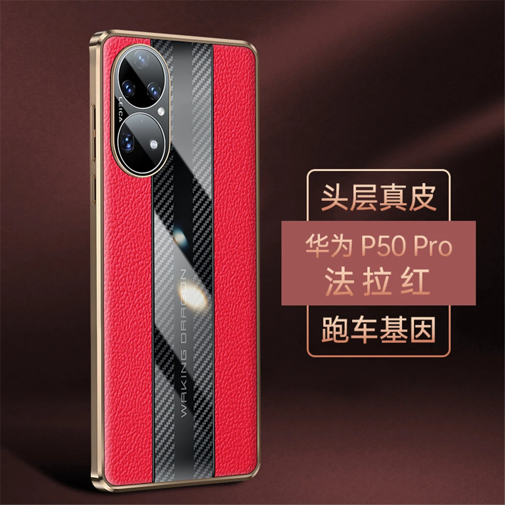 iphone 12 pro flip case Luxury Carbon Fiber Genuine Leather Cover For Huawei P50 Honor 50 60 Pro 5G Case With Camera Protection Phone Case Coque Fundas case for iphone 12 pro