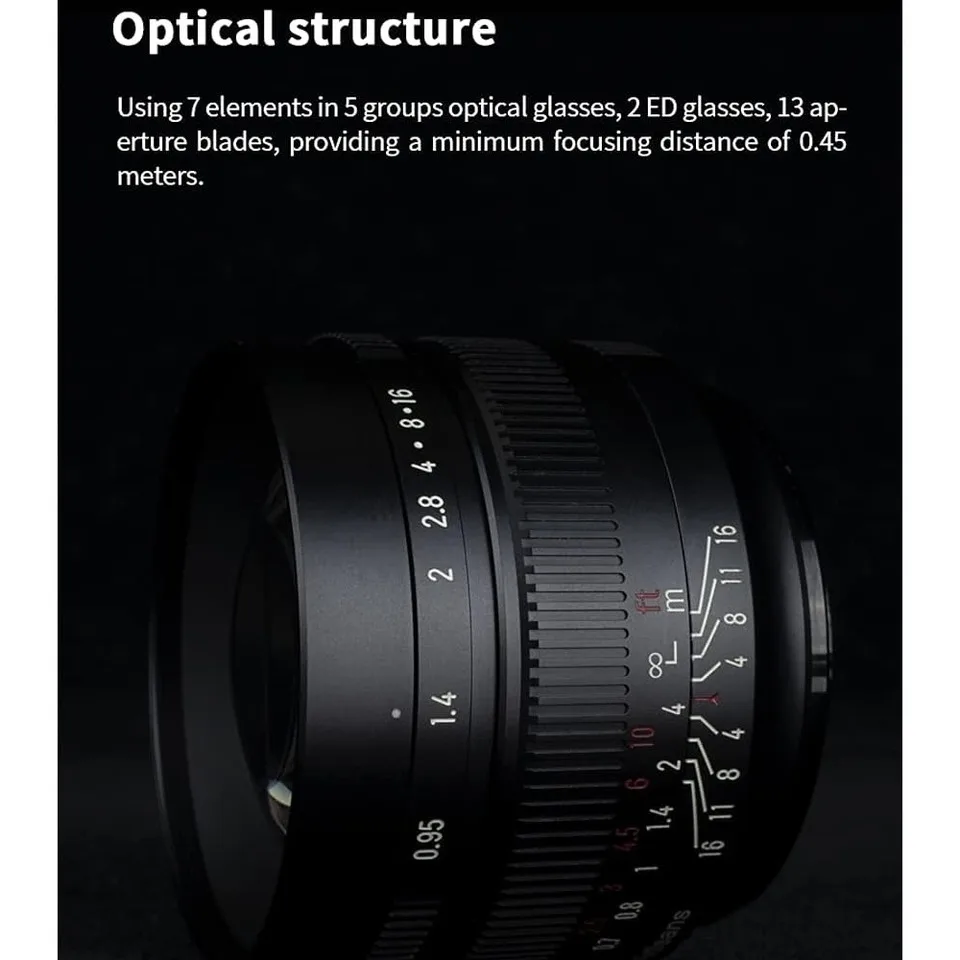 7artisans 50mm F0.95 APS-C 수동 초점 대구경 프라임 렌즈 ( E ZVE10, 니콘 Z Z50, 마이크로 4/3 호환)