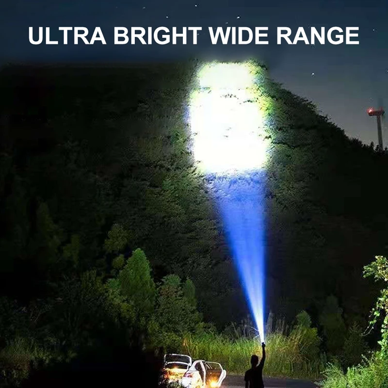 LED Flashlights High Power Camping Torch 4 Lamp Beads COB Side Light Rechargeable Portable Hand Lantern 4 Lighting Mode