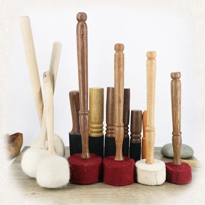 

Yoga Singing Bowl Leather Stick Wool Felt Hammer Hammered Chakra Meditation Tibetan Bowl Leather Mallet Home Decor