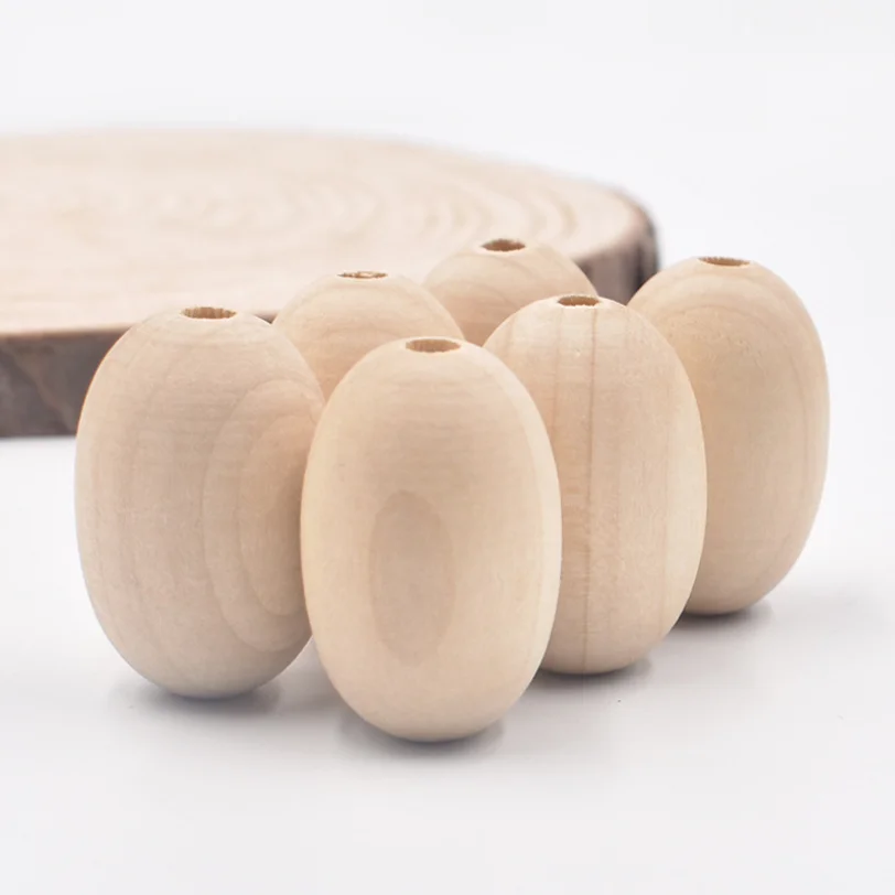 DIY 12Pcs/Pack 20*30mm Natural Color Oval Shape Wooden Beads Loose Beads Handmade Custom Fashion Charm Crafts Accessories wooden charm 3 tier bathroom storage stand over the toilet organizer natural wood finish