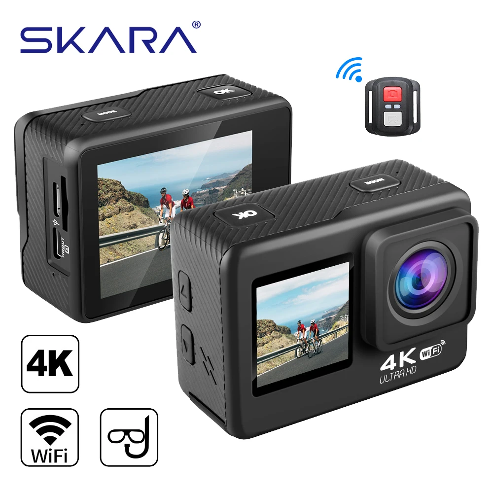 Action Camera 4k Waterproof  Action Camera Dual Screens - Sports & Action  Video Cameras - Aliexpress