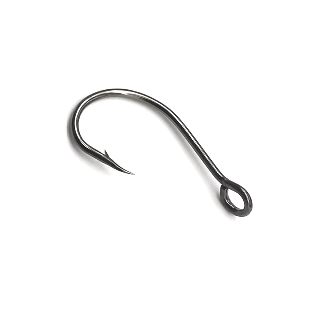 20/50PCS Fly Fishing Big Eye Hooks High Carbon Steel Large Eye Spoon Lure  Carp Hook with Barb Pipe Hook Handle #4 #6 #8 #10 #12