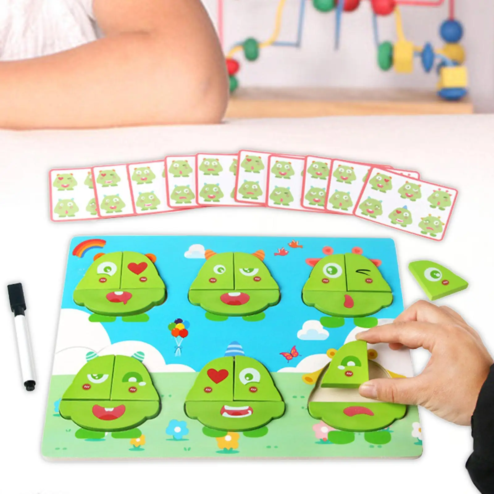 

2 in 1 Wooden Toy Developing Intelligent Monster Puzzle Toy Montessori Toy