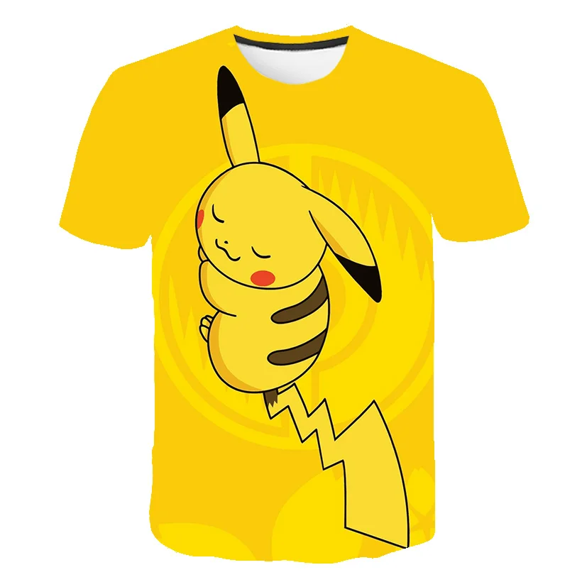 T-Shirts hot New Fashion Short-sleeved Anime pokemon 3D Floral Print T-shirt Summer Round Neck Casual Loose kids Size Shirt 4-14T vlone t shirt