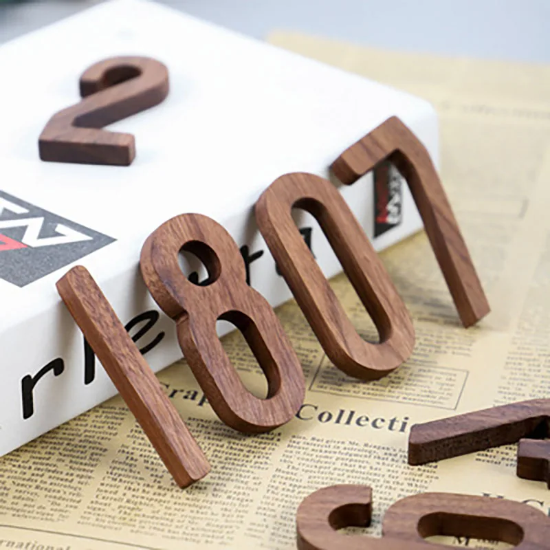 Walnut Wooden House Number 1PCS 3D Numeral Door Plaque