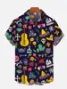 2024 Fashion Men's Hawaiian shirts Mexican Style Colorful Graffiti Art Poster Prints Short Sleeve Shirt  Hawaii style clothing 4