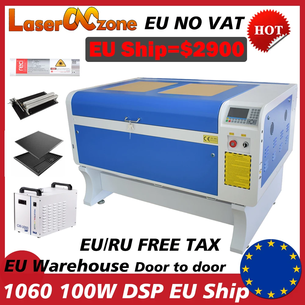 

1060 100W CO2 Laser Cutting Engraving Machine Ruida 6445 Controller RECI W2 Laser Tube Auto Focus for Acylic Wood