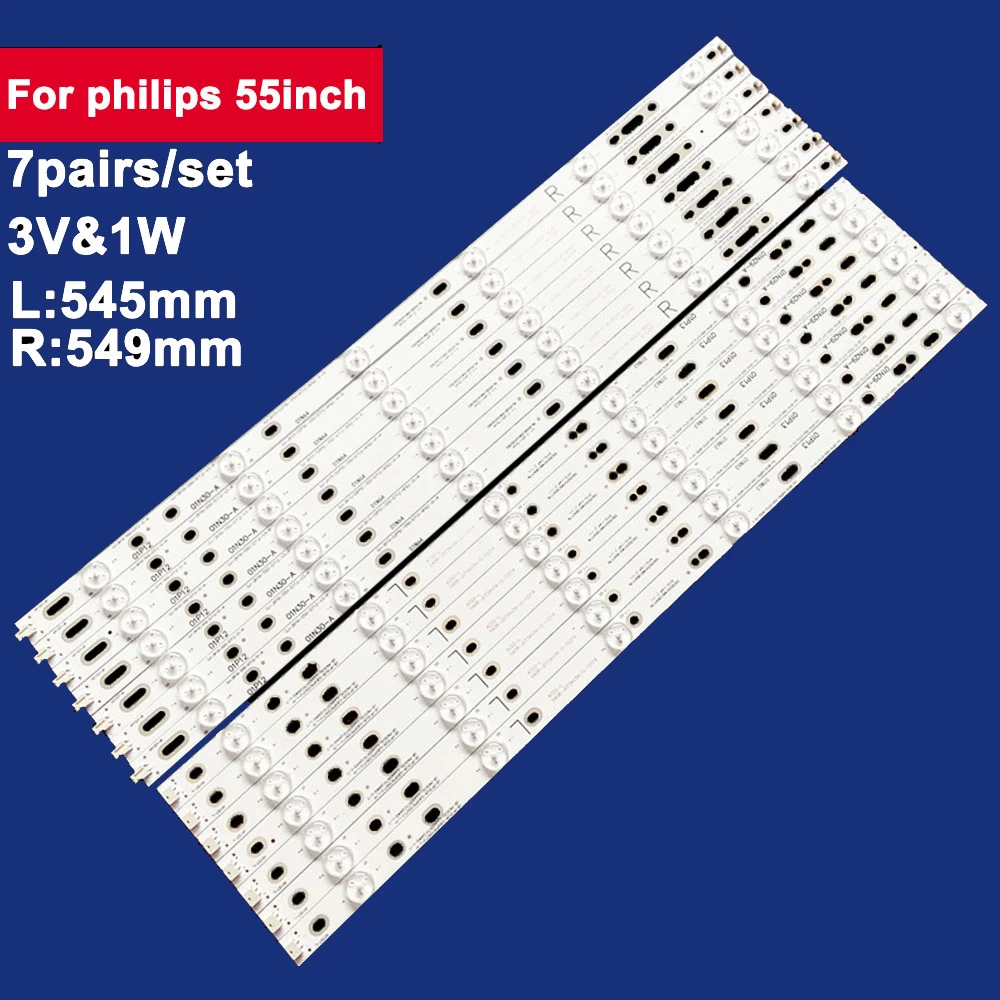 

7Pair 545mm+549mm For Philips 55inch LED Backlight TV 6Leds 3V LB-PF3528-GJD2P5C550712-L 55PFF3750 55PUF6701 55PUF6461 TPT5501J