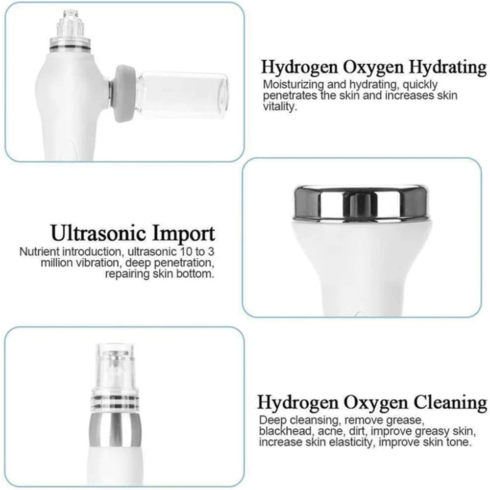 AOKO Upgrade 6 in 1 Hydrogen Oxygen Small Bubble Beauty Instrument Face Lifting Dermabrasion Device Skin Scrubber Facial Spa