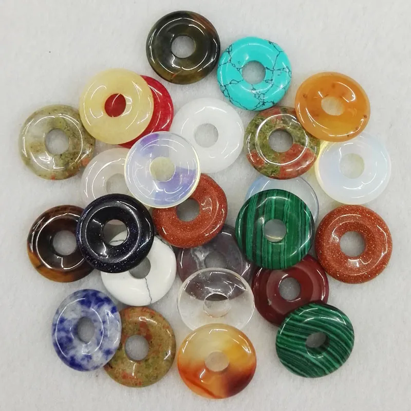 Fashion Nostalgic 18mm Peace Buckle Charms Reiki Healing Rose Pink Quartz Opal Lapis Stone Chakra Pendants for Jewelry Making