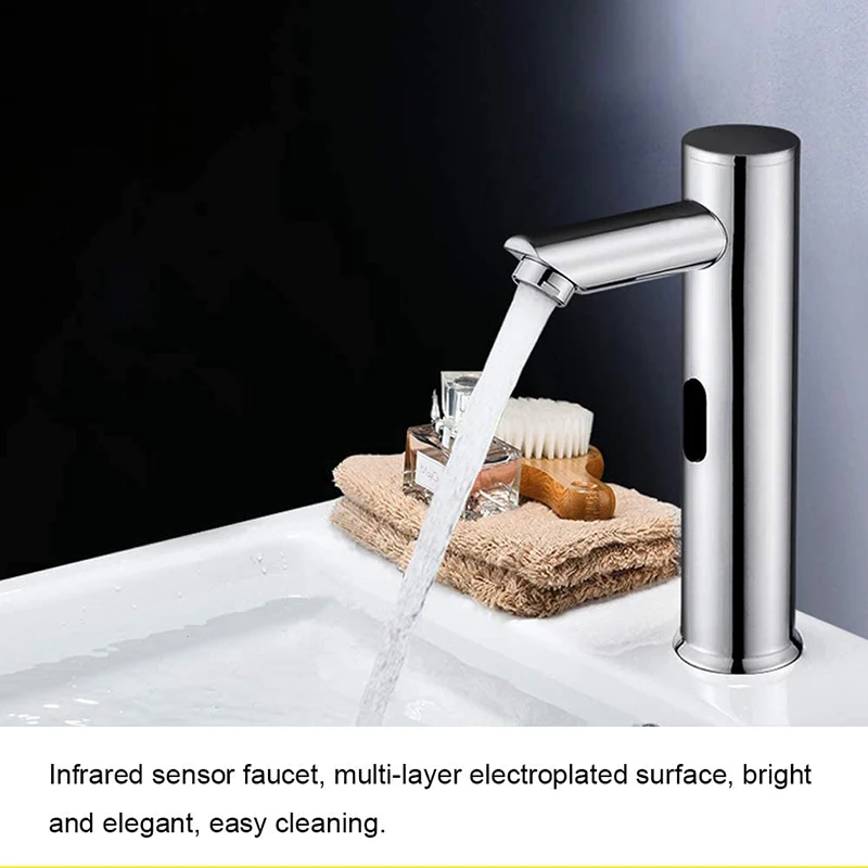 Sensor Faucet G1/2in Automatic Sensor Faucet Infrared Induction Hot and Cold Bathroom Basin Water Tap