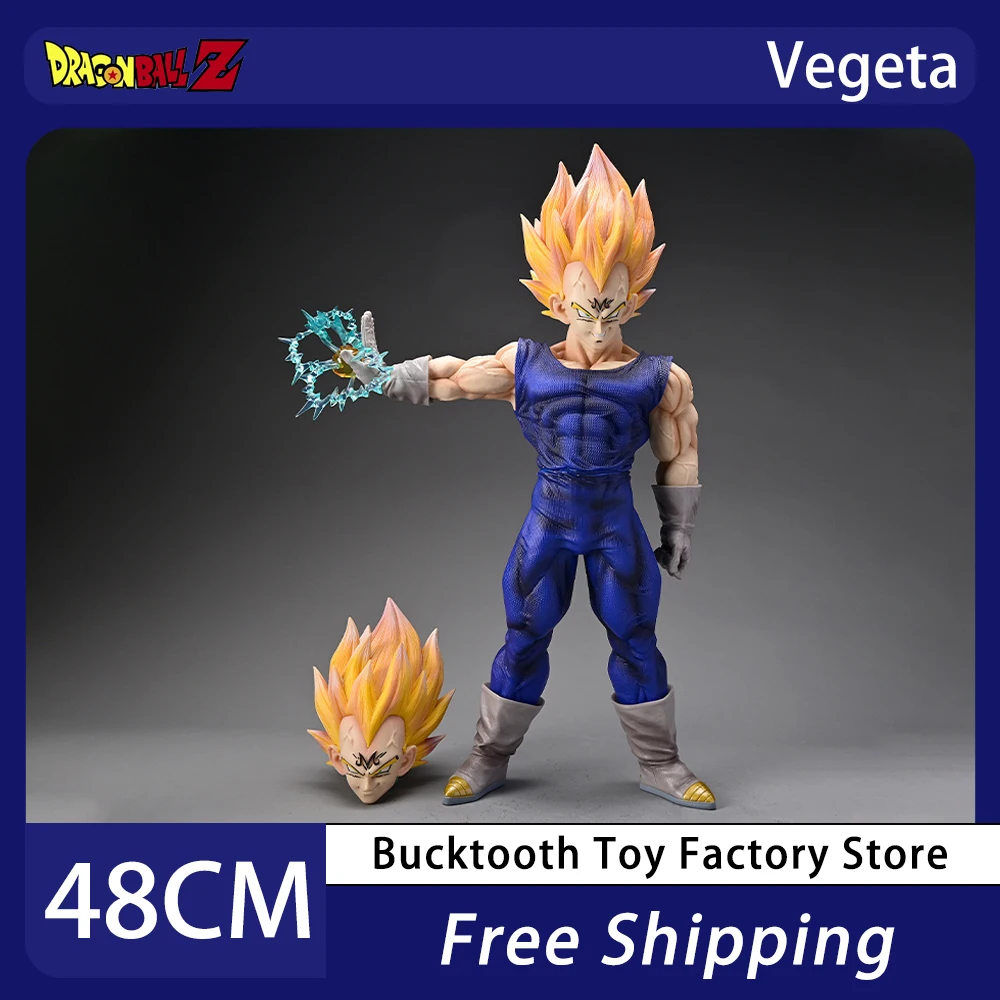 

48cm Dragon Ball GK Anime Figure Majin Vegeta Double Head Figurine PVC Figures Model Statue Collectible Desk Decor Doll Toy Gift
