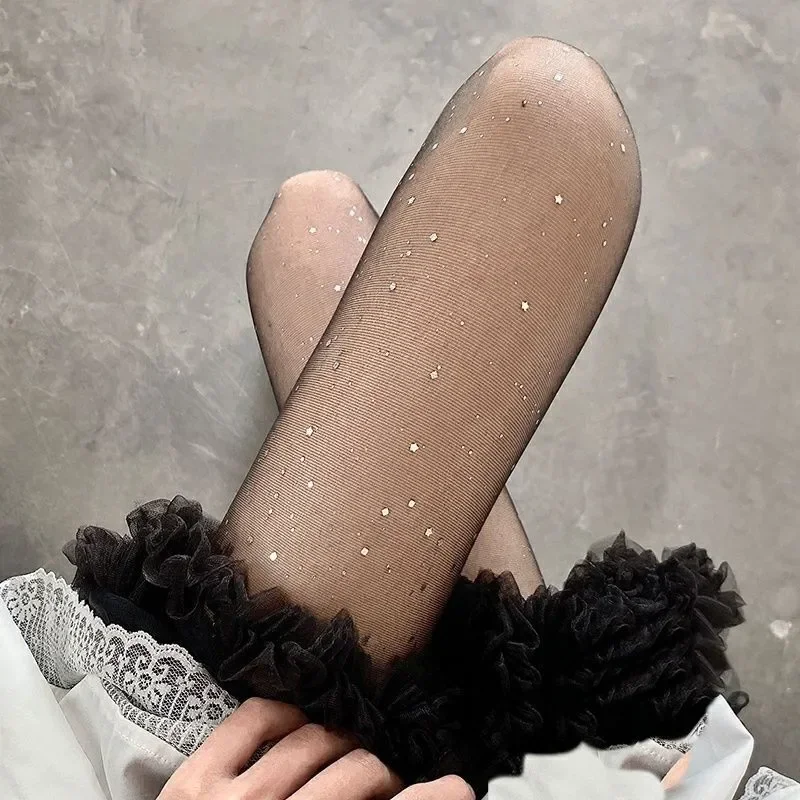 Bling Rhinestone Pantyhose Women Sexy Diamond Fishnet Long Sock Breathable Ultra-Thin Silk Stocking Girls Anti Snag Shiny Tights