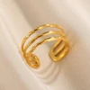 Bagues en acier inoxydable 316L pour femmes, couleur or, anneau ouvert géométrique multicouche, Vintage, étanche, bijoux esthétiques de mariage, cadeau