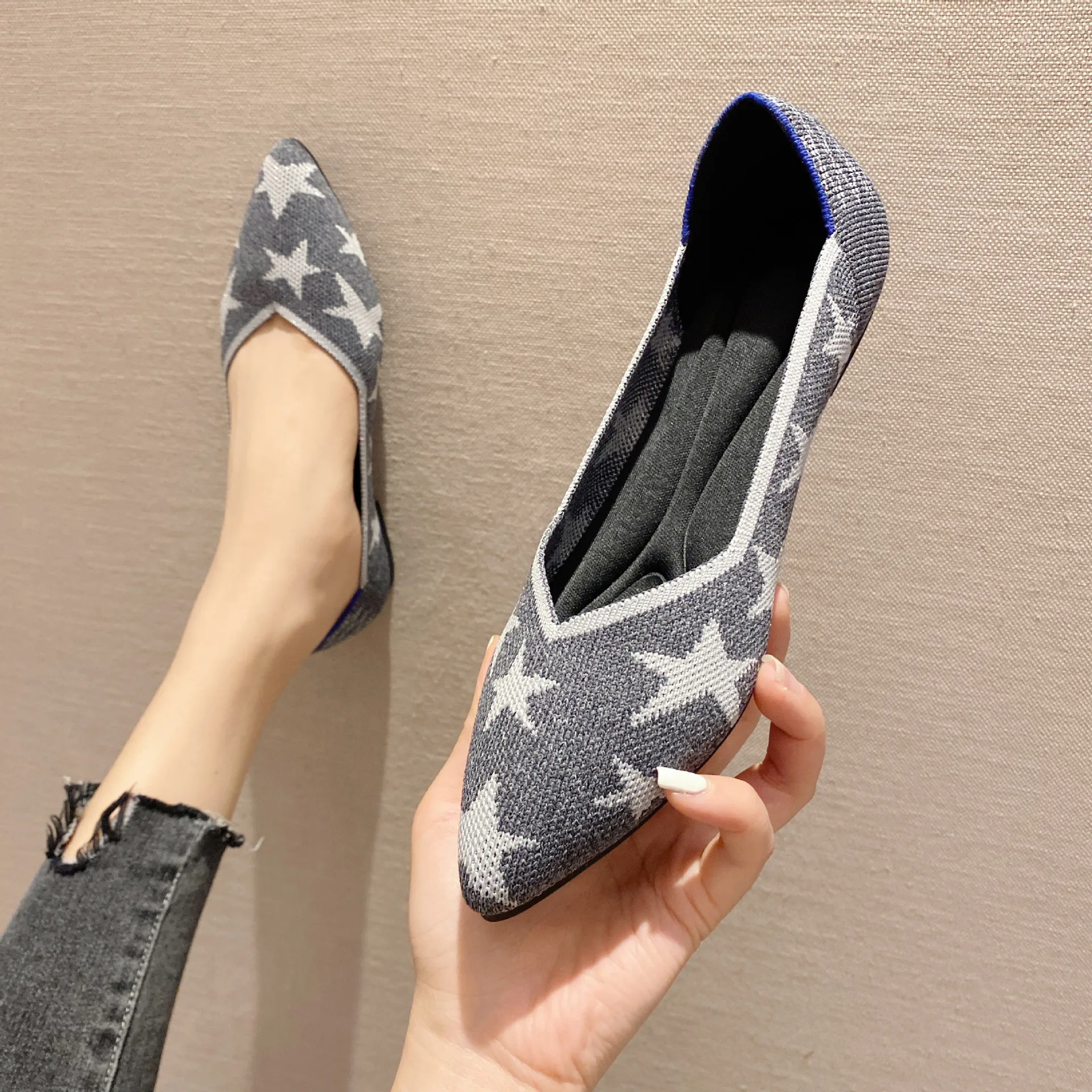Women shoes flat bottom fashion rubber shoes non-slip sole elastic