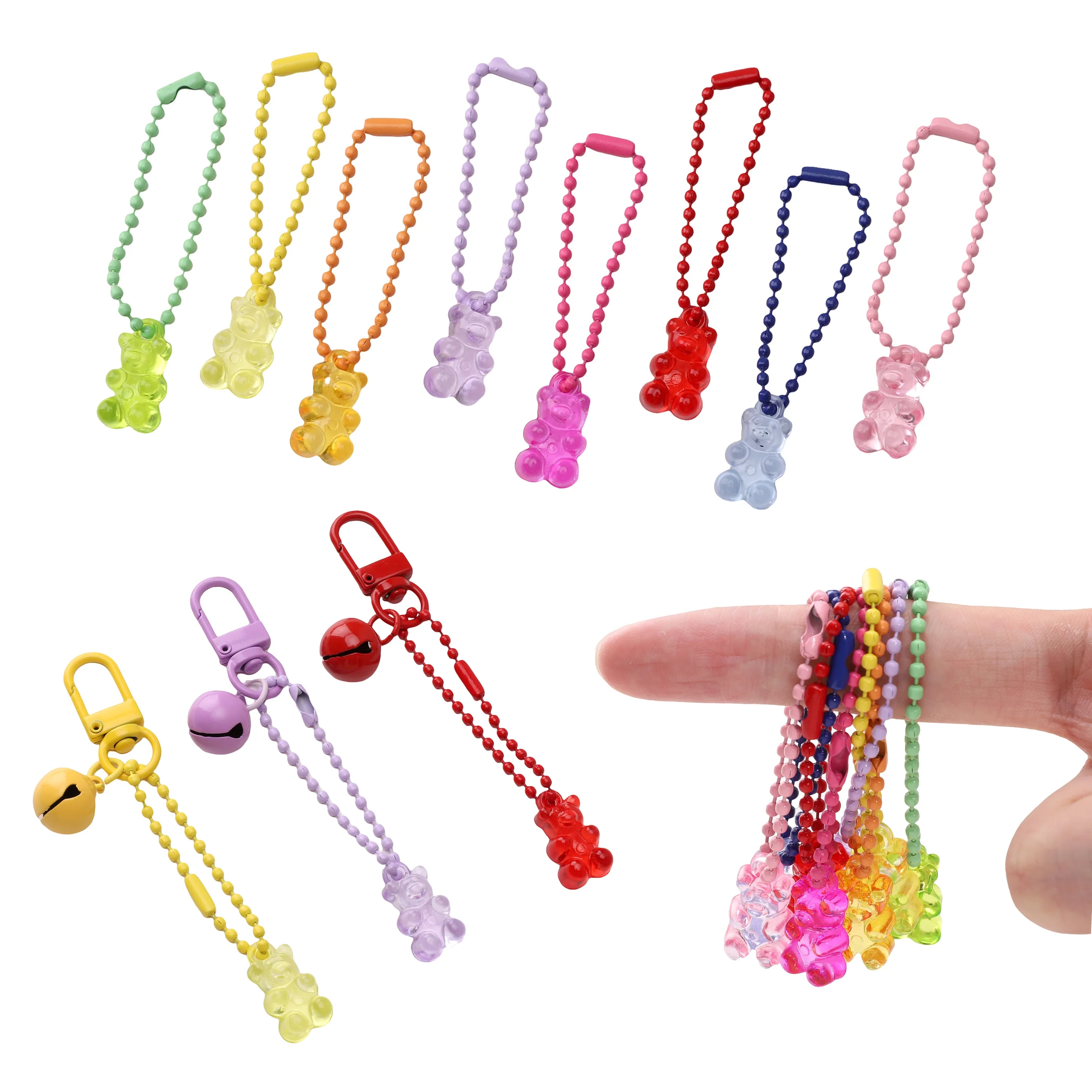 5 Teile/satz 7cm Acryl Bär Kugel Kette Anhänger Nette Bunte Schlüsselbund Tasche Dekorationen DIY Schmuck Handgemachte Handwerk Liefert – Detail 10