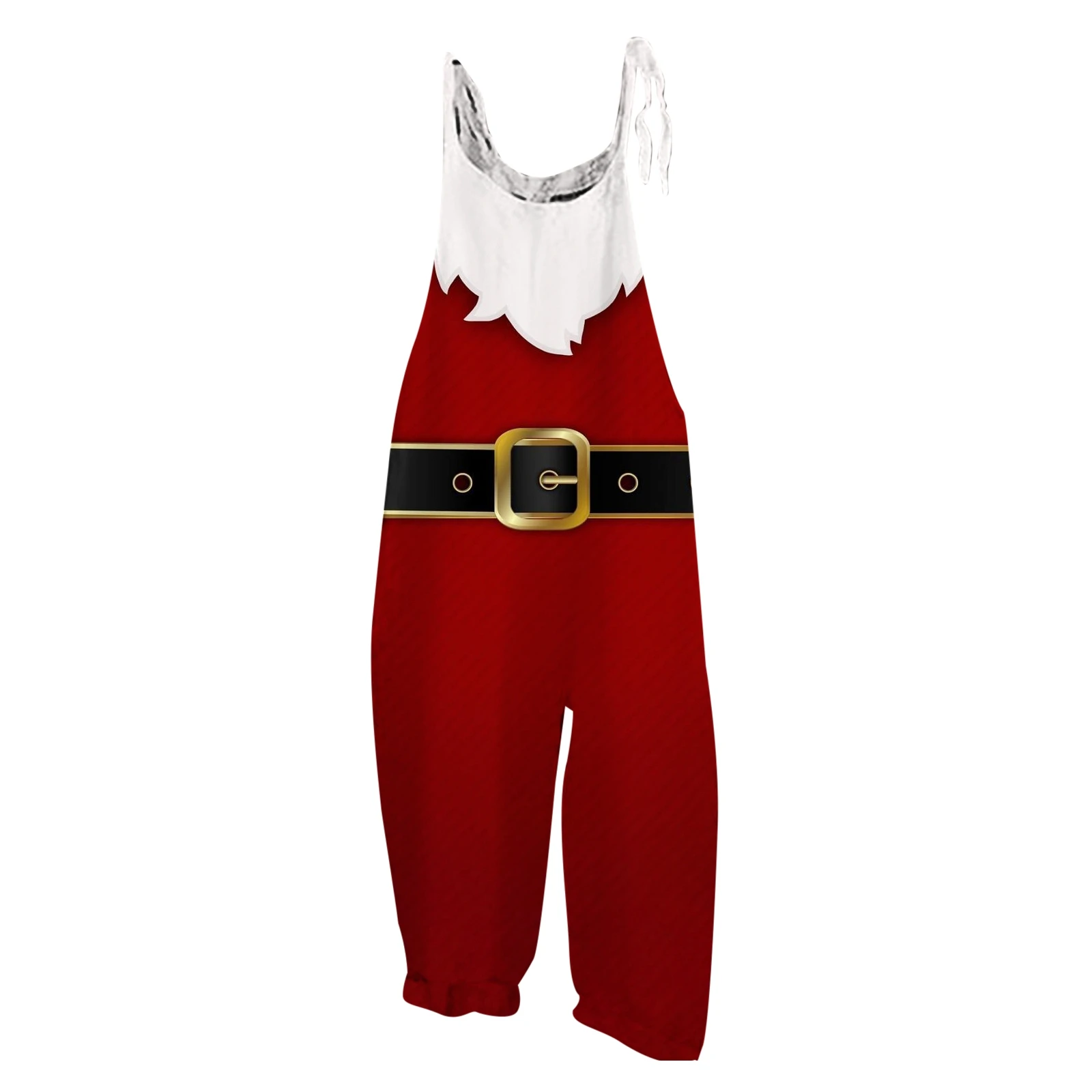 thumbnail image 1 of Mono con estampado navideño para mujer, informal, holgado, con tirantes ajustables, holgado, versátil, con tirantes, pierna ancha y ajustable, 1 of 5