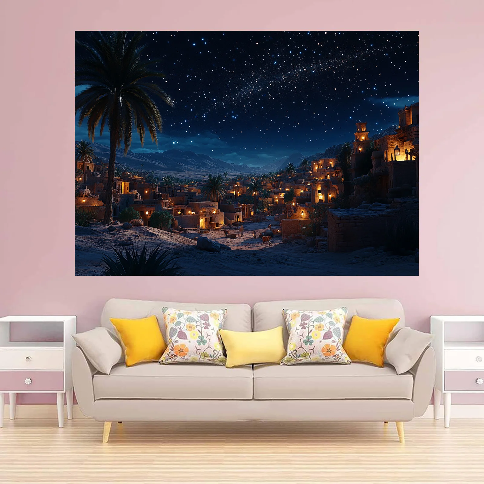 Krippe-Hintergrund – Starry Night Manager und Bethlehem Village, Polyester, Weihnachts- und religiöse Dekorationen – Detail 5