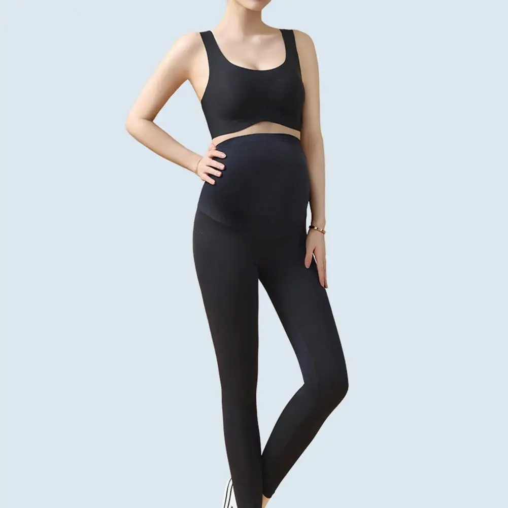 Stretchy Pregnancy Yoga Pants Stylish Leggings High Waist Skinny Pants for Pregnant Women with Belly Support Comfortable Knitted