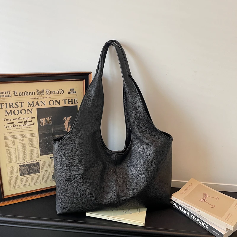 Borsa a Spalla in Pelle Grande Capacità, Morbida, Minimalista, Stile Coreano, per Spiaggia, Viaggi, Shopping Quotidiano e Pendolarismo - immagine 2
