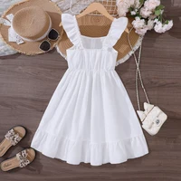 Nouvelle robe blanche à volants pour filles au printemps et en été 2