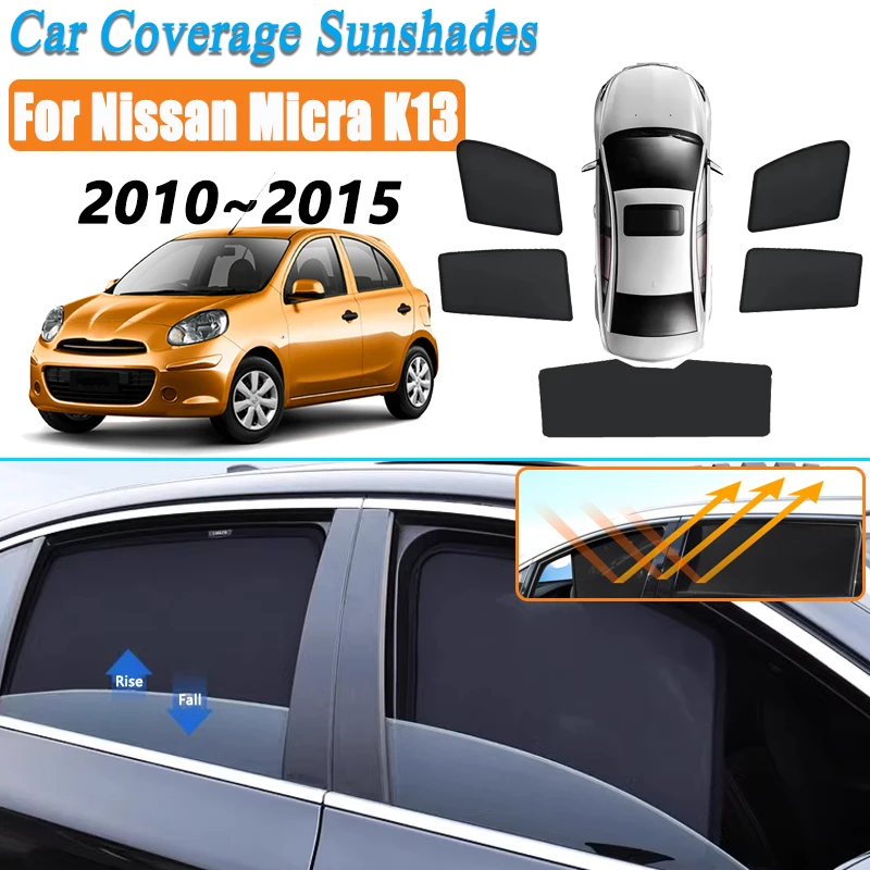 Car Mesh Sun Shades Magnetic Sunshades Windshield Side Window Visor for Nissan Micra March K13 2010 2011-2015