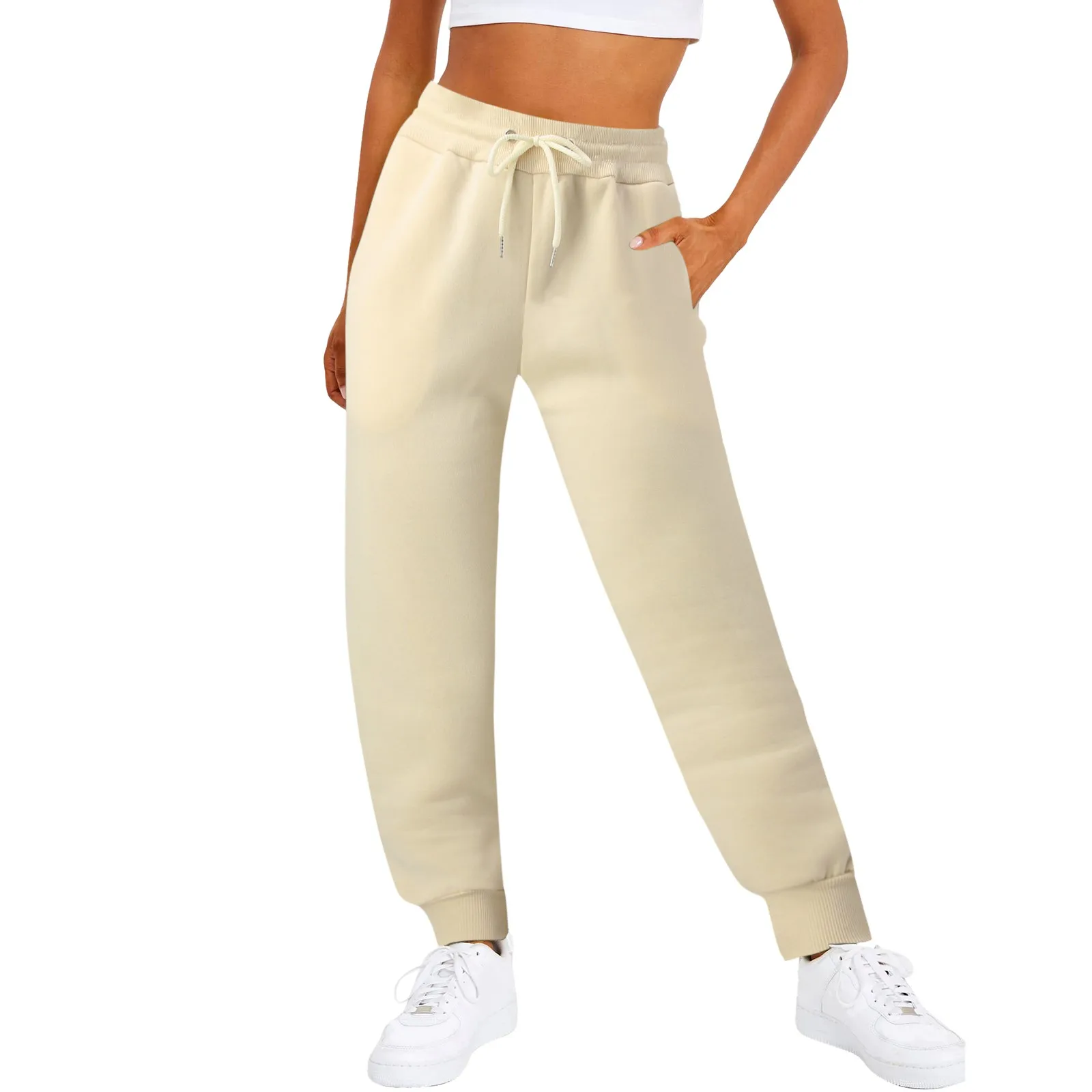Pantaloni Elastici Con Coulisse Pantaloni Sportivi Da Donna Fitness Con Due Tasche Laterali Leggings Elasticizzati Pantaloni Da Allenamento Elasticizz
