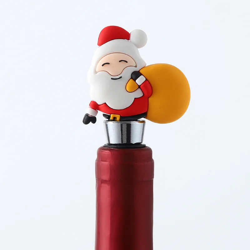 Wine Corks Christmas Series Santa Claus Wine Bottle Stopper Party Gift Christmas Bar Decor Sealed Fresh-keeping Wine Champagne Stopper