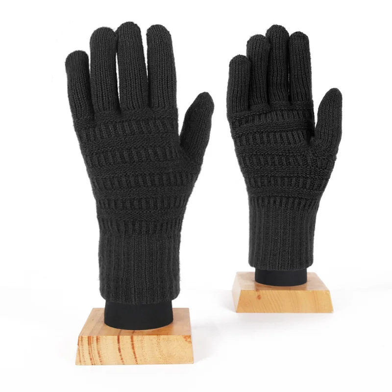 

1 Pairs New Womens Winter Touchscreen Gloves Cable Knit Warm Lined 3 Fingers Dual-layer Touch Screen Texting Mitten Glove