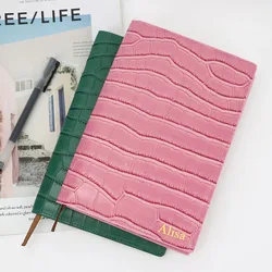 Free Custom Initials Letters Crocodile Pattern PU Leather A5 Notebook Cover Travel Business Journal Exchangeable Insert Page DIY