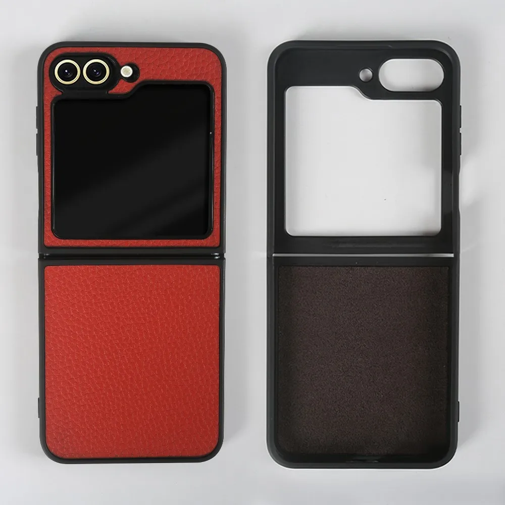 Luxury Genuine Leather Litchi Pattern Cowhide Phone Case Cover