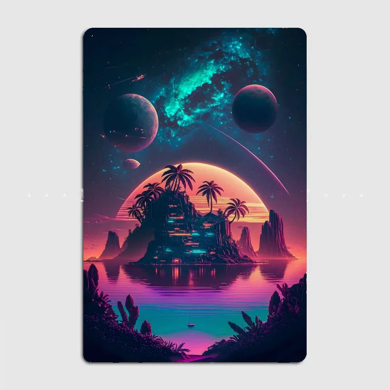

Island on space Metal Plaque Pub Painting Wall Mural Printed Sign Tin Sign Poster cat sign