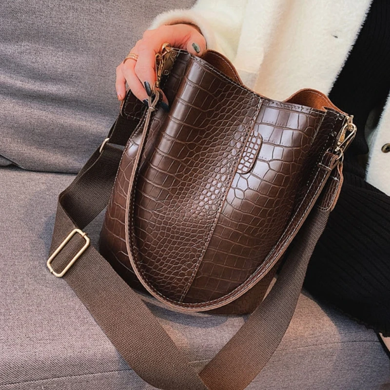 Portable Alligator-print Crossbody Storage Bag Trendy PU Leather Bag