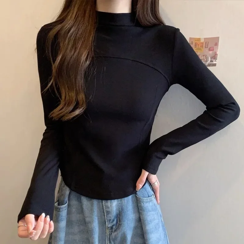 thumbnail image 1 of Camisetas de manga larga para mujer, clásicas, de pureza, combinables, para uso diario, para uso diario, para estudiantes, de estilo informal, suaves, populares y ajustadas., 1 of 5