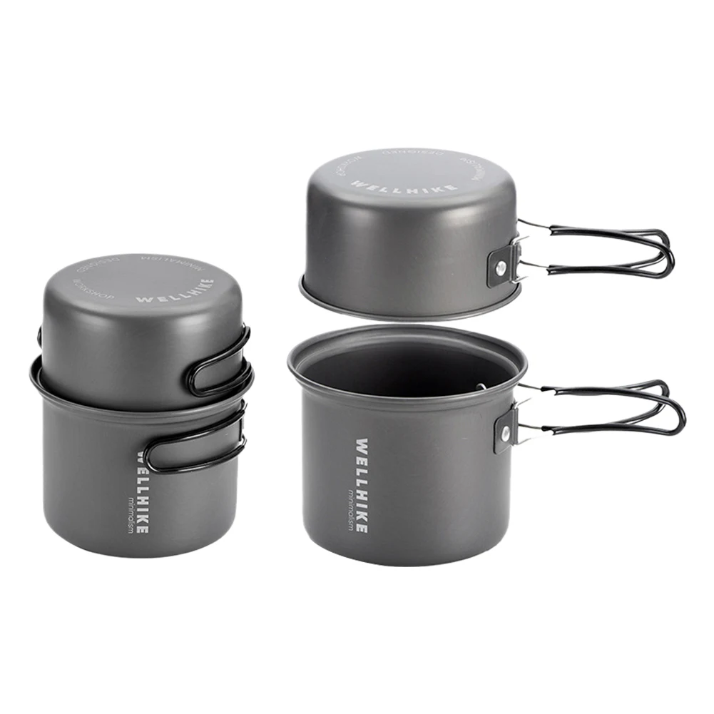 2Pcs Ultralight Aluminum Alloy Travel Tableware Pot for Camping