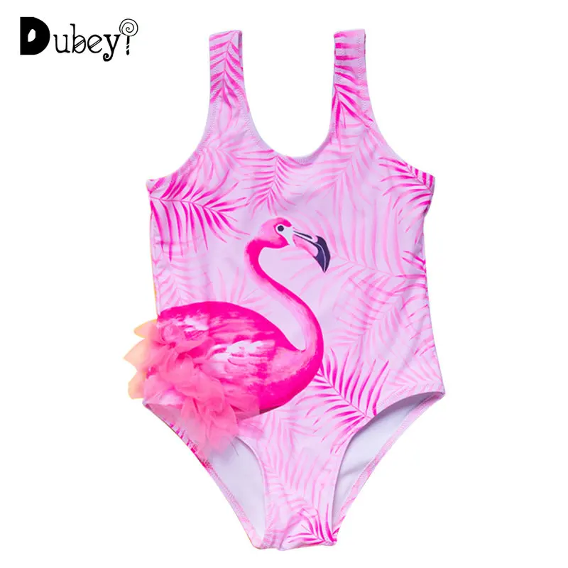 

New Pink Flamingo Swimwear for Kids Girls 1 To 6 Years Old Children Swimming Wear Bikinis Toddler Girl Bathing Suit
